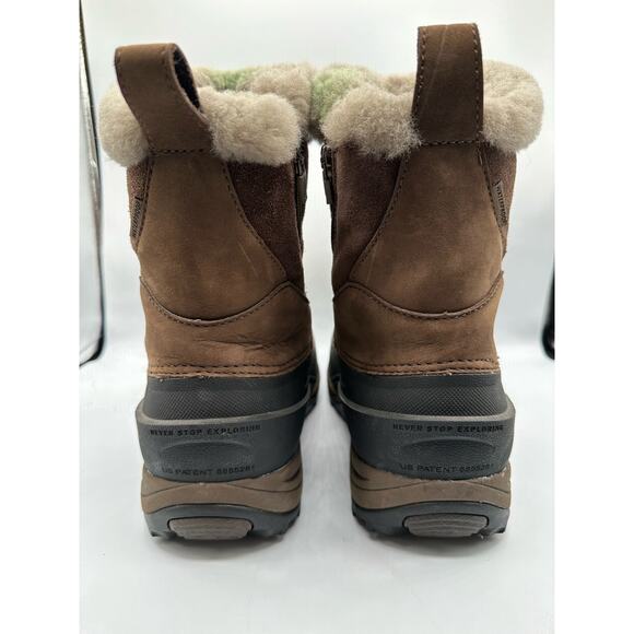 North Face Greenland Brown Zip Waterproof Winter Boots Size 8 Faux Fur Shearling - Picture 7 of 15